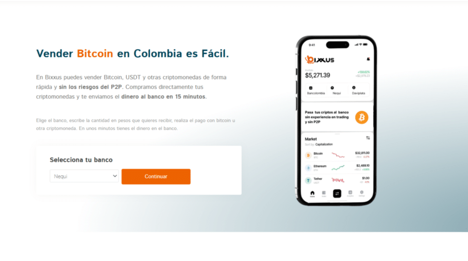 Vender criptomonedas en Bixxus